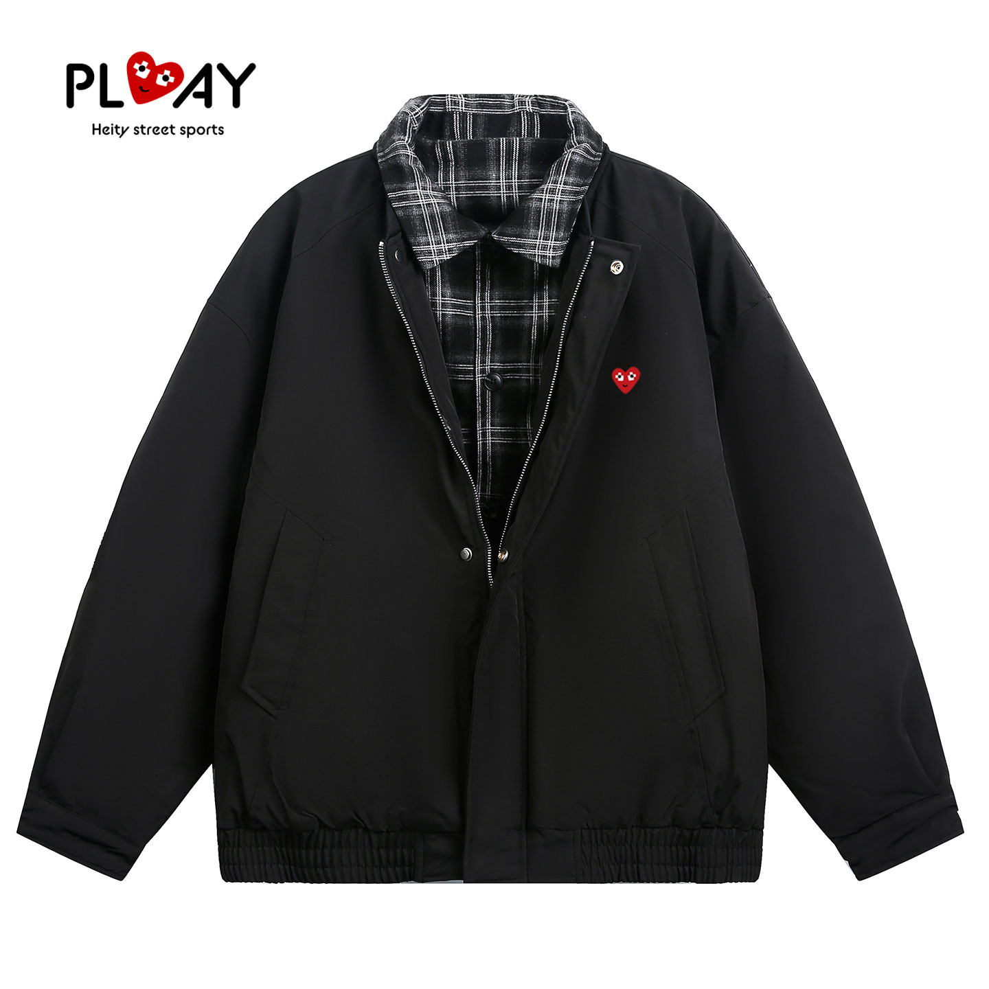 PLAY HEITY 官方棉衣冬季新款时尚潮流设计男女款假两件休闲外套