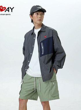 PLAY HEITY 官方防晒衣夏季新款时尚潮牌情侣款撞色拼接衬衣外套