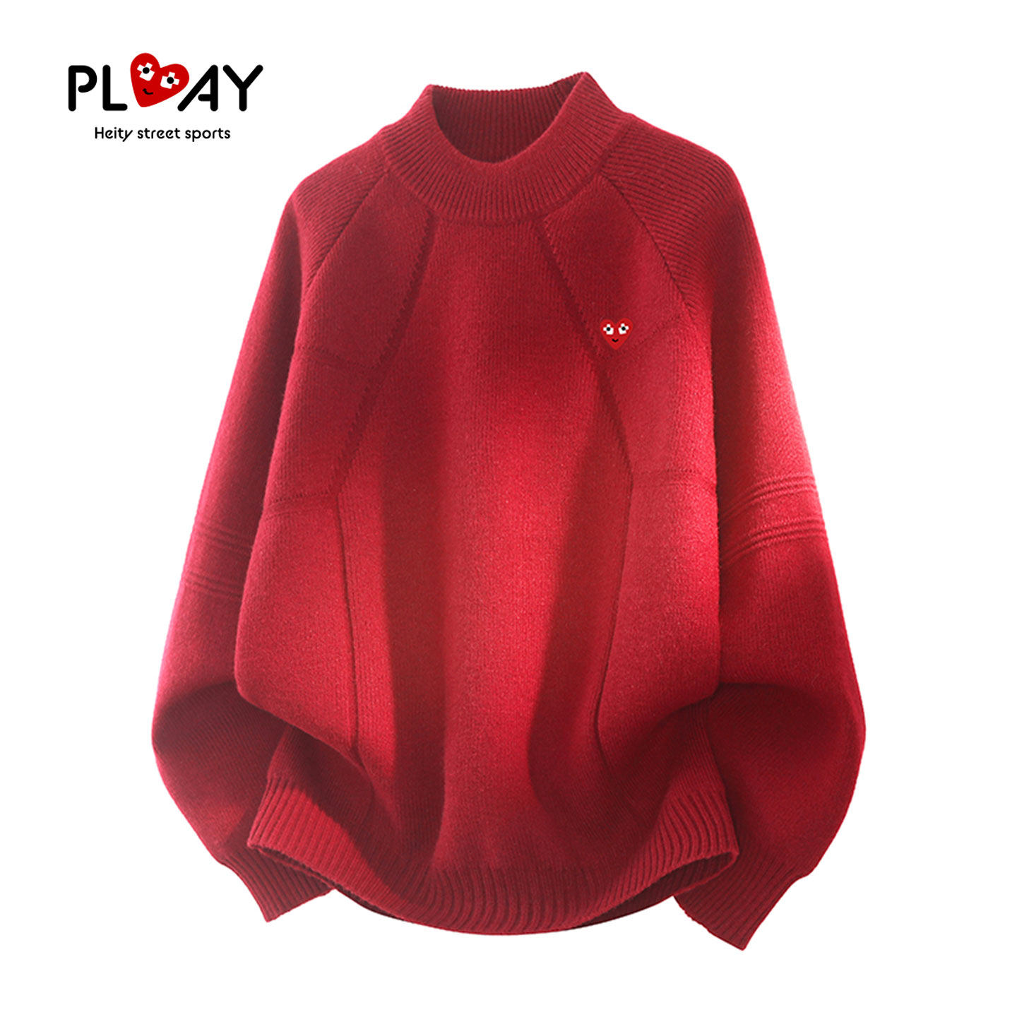 PLAY HEITY 官方毛衣本命年喜庆新年红色休闲圆领情侣款针织衫男