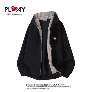 HEITY 拼接男女爱心刺绣休闲百搭开衫 官方春季 时尚 卫衣 新款 PLAY