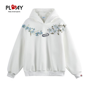 美式 官方卫衣秋冬新款 花卉刺绣情侣休闲宽松百搭上衣 HEITY PLAY