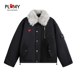 时尚 PLAY 新款 官方棉衣冬季 百搭加厚宽松保暖防寒情侣外套 HEITY