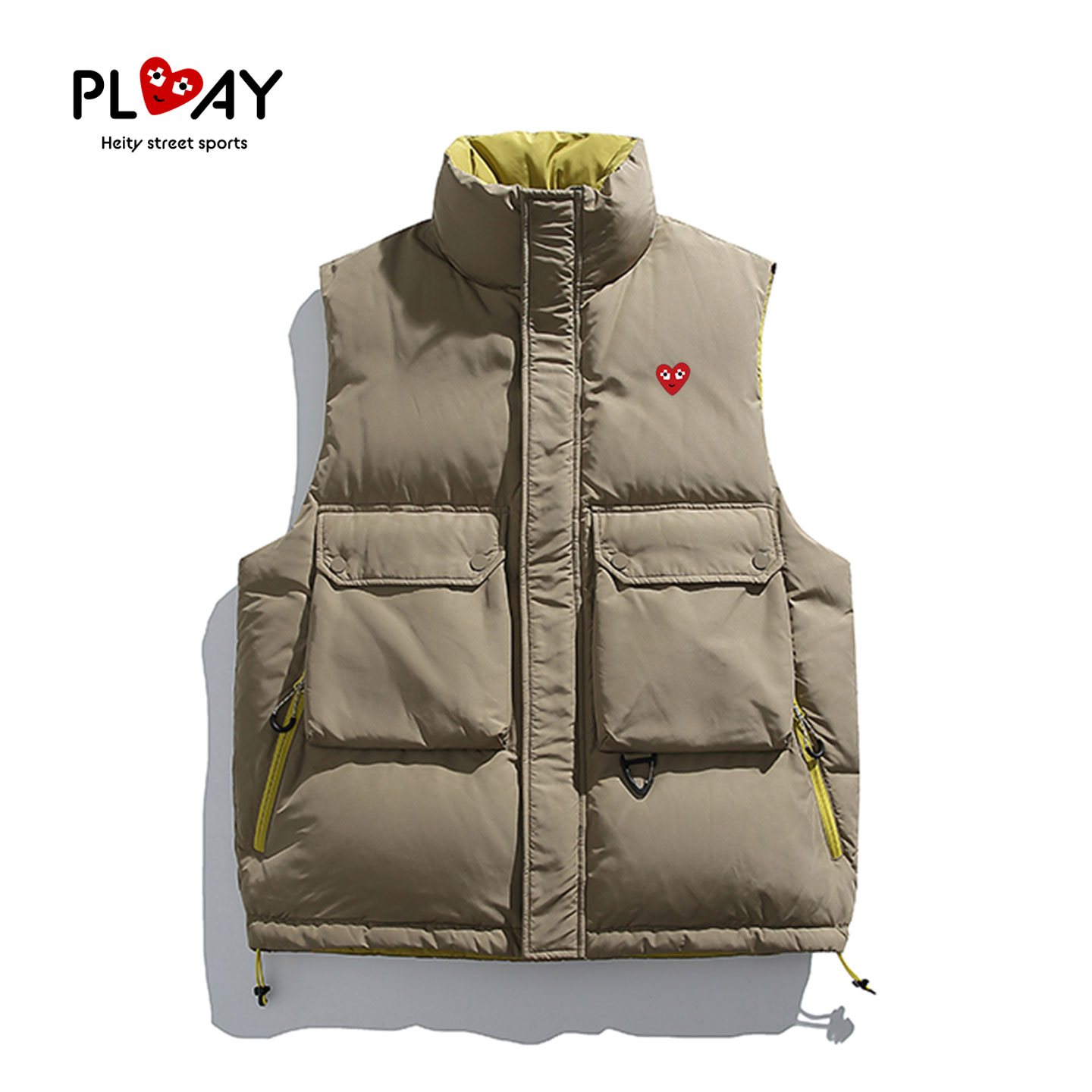 PLAY HEITY 官方羽绒马甲冬季新款时尚撞色男女休闲宽松百搭外套