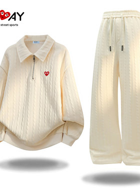 PLAY HEITY 官方运动套装秋季时尚潮流百搭翻领情侣装休闲两件套