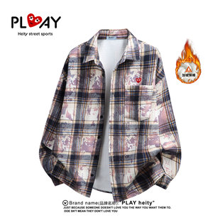 格子衬衫 PLAY 新款 官方冬季 休闲潮牌男女宽松百搭加绒外套 HEITY