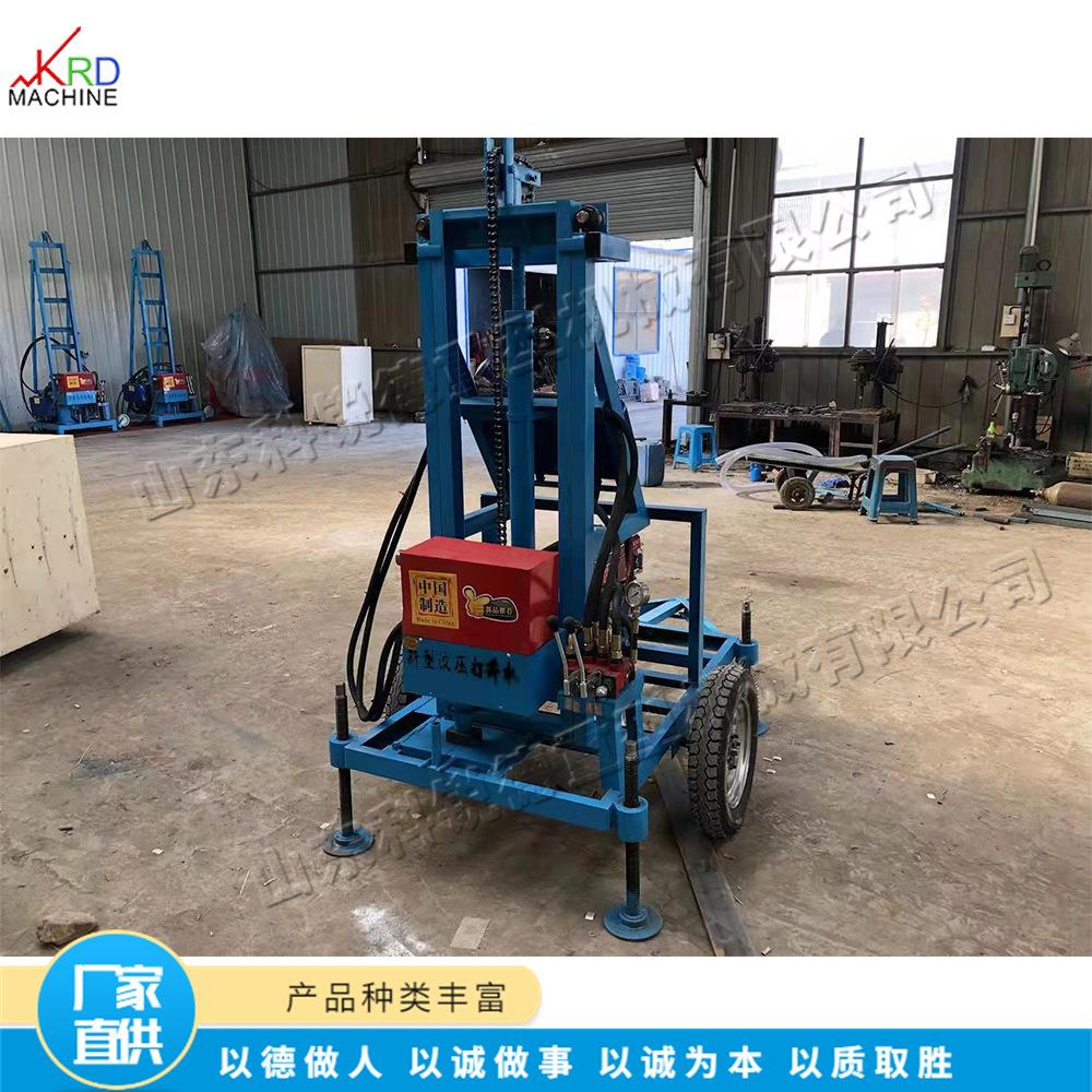 家用农田灌溉钻井机 便携式牵引打井机 轮式折叠龙门架打孔机