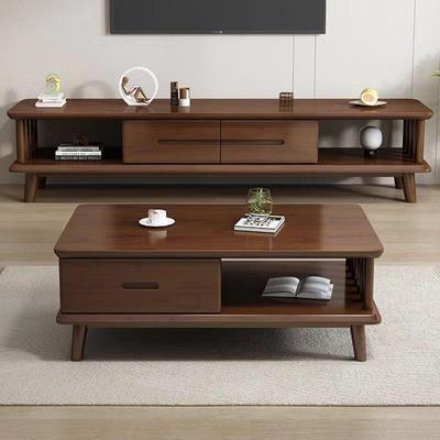 实木电视柜茶几组合现代简约墙柜小户型矮柜北欧原木色客厅落地柜