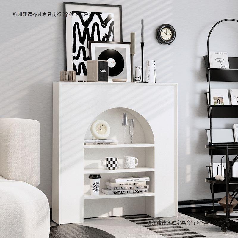 直播间展示柜法式客厅壁炉简约带灯民宿装饰质感壁炉玄关柜置物架