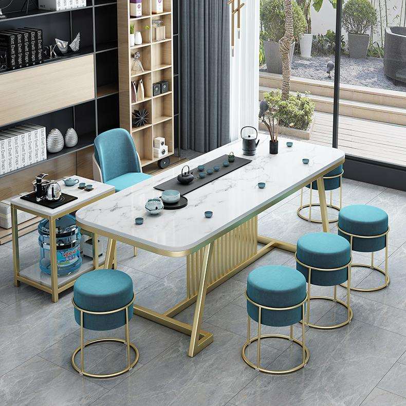 北欧轻奢现代茶桌椅办公室接待洽谈喝茶桌客厅休闲会客岩板泡茶台