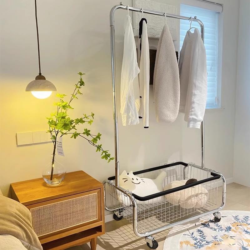 挂衣服架子落地家用卧室网红衣帽架小型可移动金属室内晾衣置物架