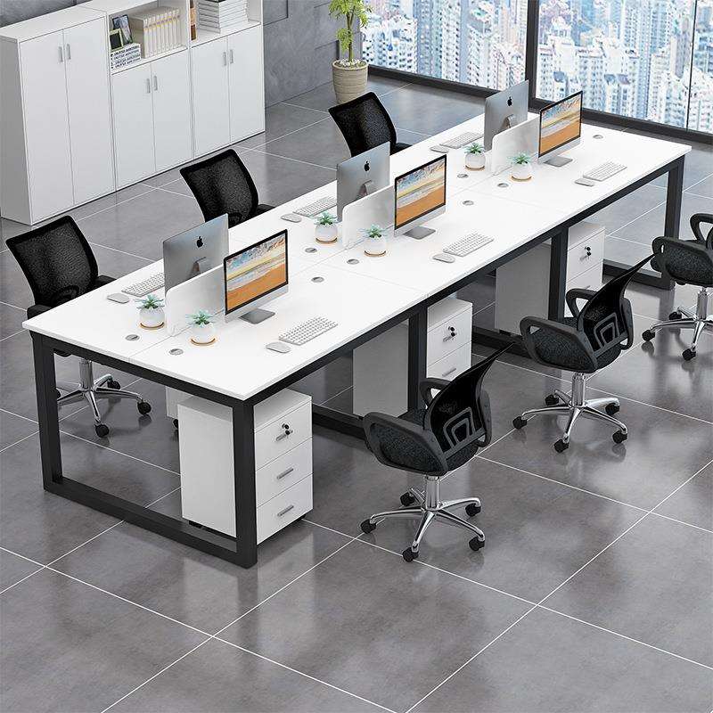 简约现代职员办公桌员工工位简易电脑桌椅组合4人6人位办公室位桌