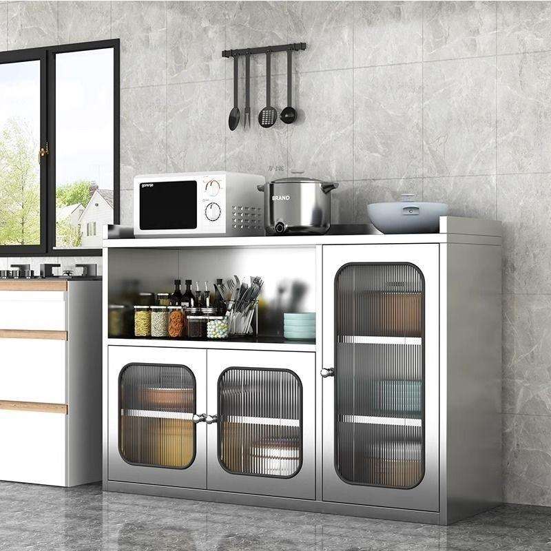 简约现代多功能餐边柜304不锈钢防锈防火防霉精致对开门柜厂