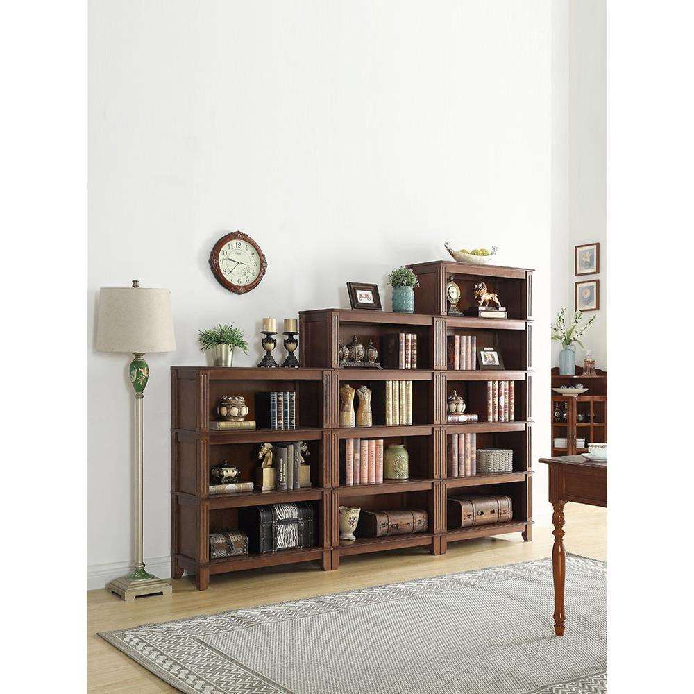 美式实木书柜书架组合落地简约欧式客厅柜子复古收纳书房储藏柜