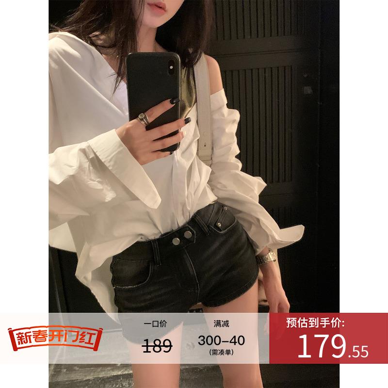 区区欧阳牛仔短裤女夏季高腰显瘦牛仔裤辣妹热裤美式复古紧身裤子