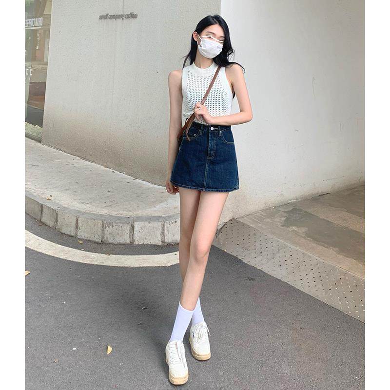 弄格港风复古高腰牛仔半身裙女秋季2024新款显瘦辣妹裙裤包臀短裙