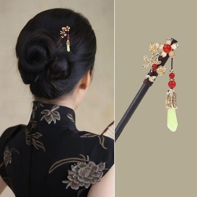 古风发簪新中式木制盘发流苏簪z子旗袍汉服配饰步摇发钗民族头饰