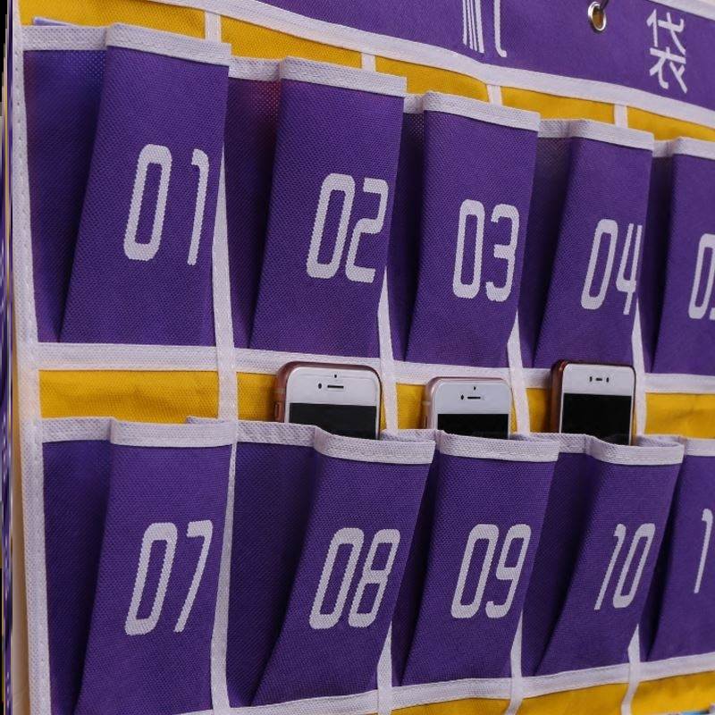 极速班级手机存放袋挂墙字卡片挂袋多功能收纳袋墙V面储物袋不织