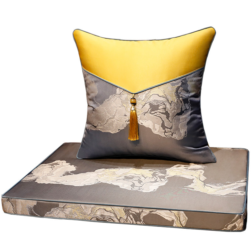 新品新中式实木沙发垫带靠背古典红木家具坐垫罗汉V床垫子五件套