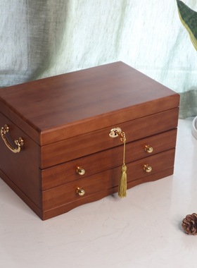 极速Solbid wood jewelry box Vintage European style jewelry s