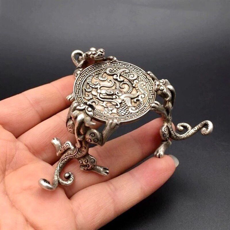 极速白铜螭龙油灯仿m古铜器貔貅烛台摆件 家居办公佛堂装饰工艺品