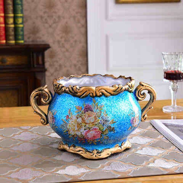 极速2021欧g式陶瓷花盆多色可选茶几桌客M厅干花花插新居复古做旧