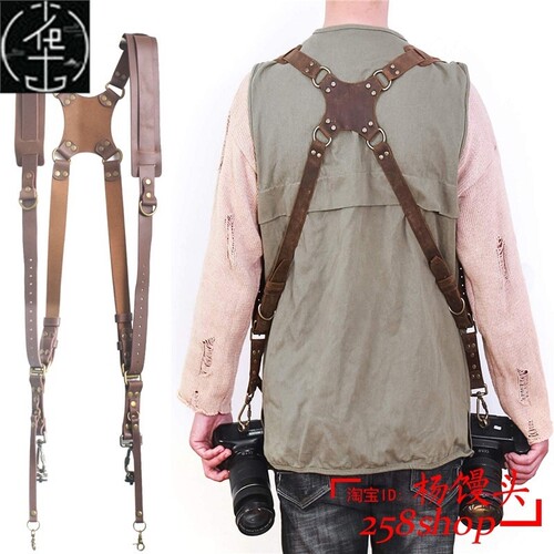 极速New Camera Strap Leather DSLR Strap DoublPe Shoulder Str