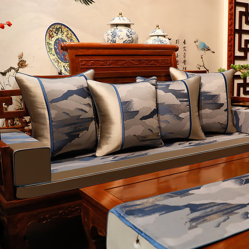 新品新中式实木沙发坐垫带靠背红木家具I坐垫罗汉床垫子五件套海