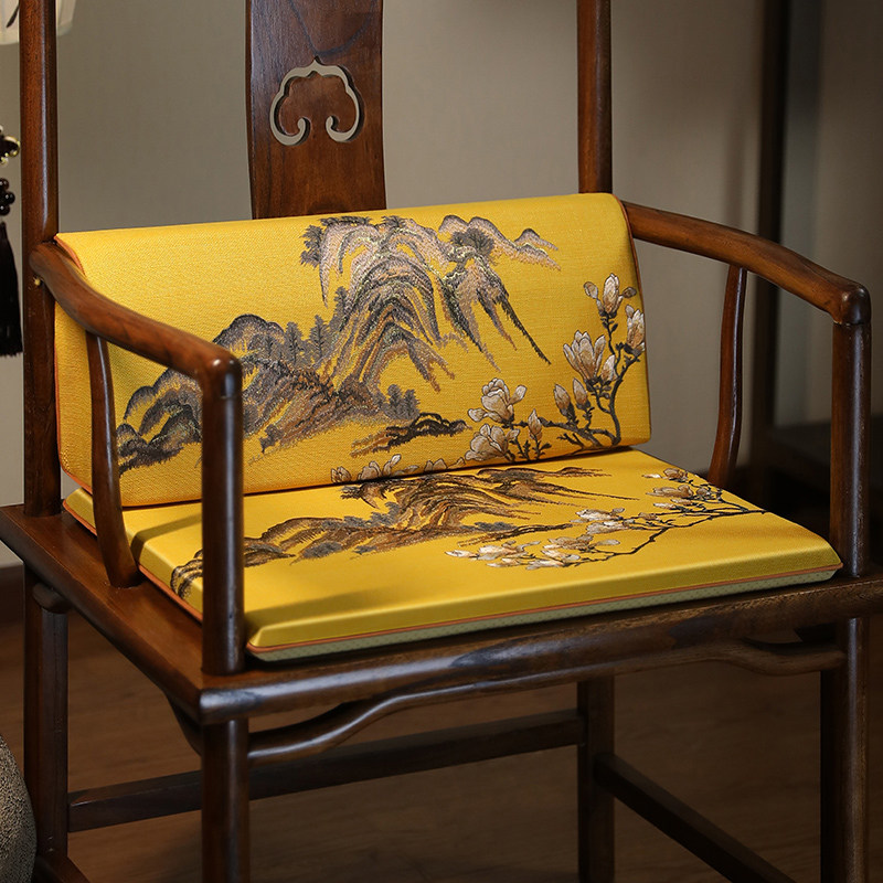 新品中式椅垫实木茶台茶椅坐垫红B木沙发圈椅太师椅主人椅靠背垫