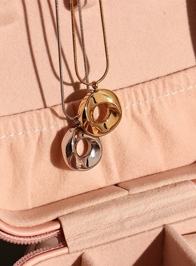 极速不锈b钢!欧美极简风几何O形项链女ins潮圆圈设计钛钢圆形吊坠