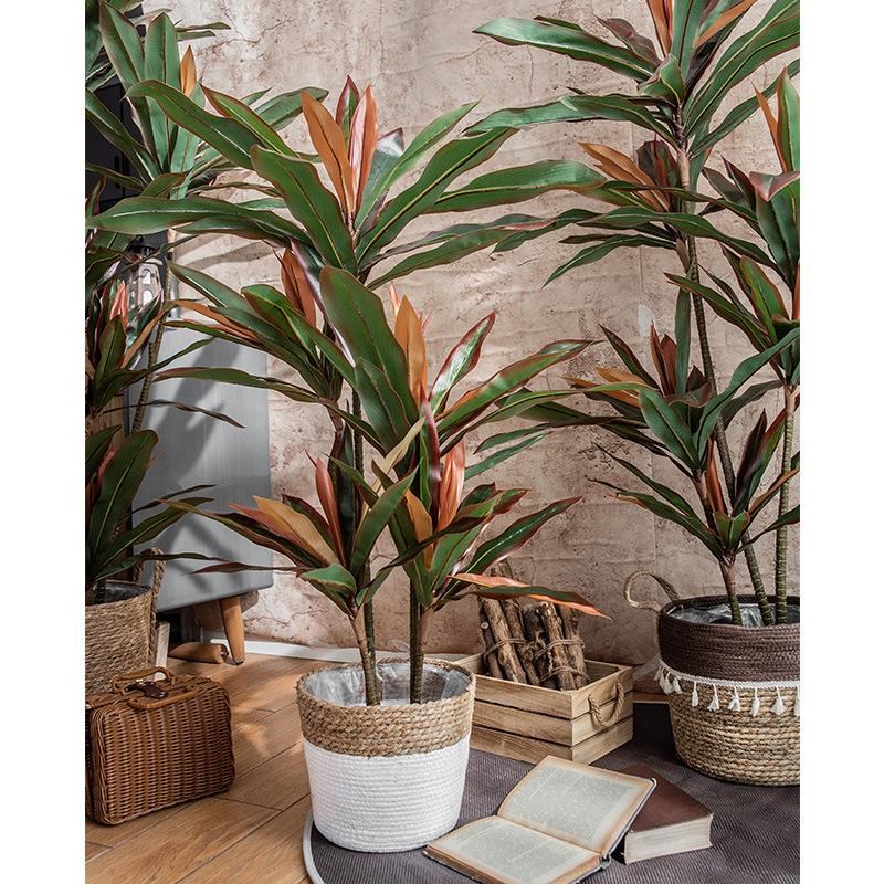 极速北欧ins风室内红铁树仿真植物假I花绿植盆栽摆件客厅落地大型