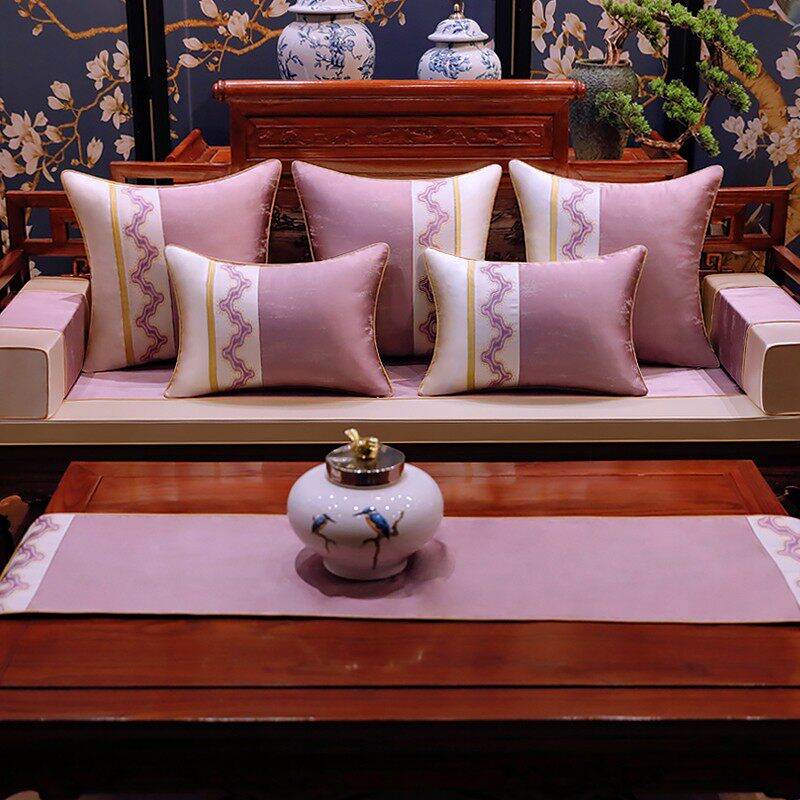 新品新中式红木沙发坐垫带靠背实木家具可拆洗罗汉V床垫子防滑定