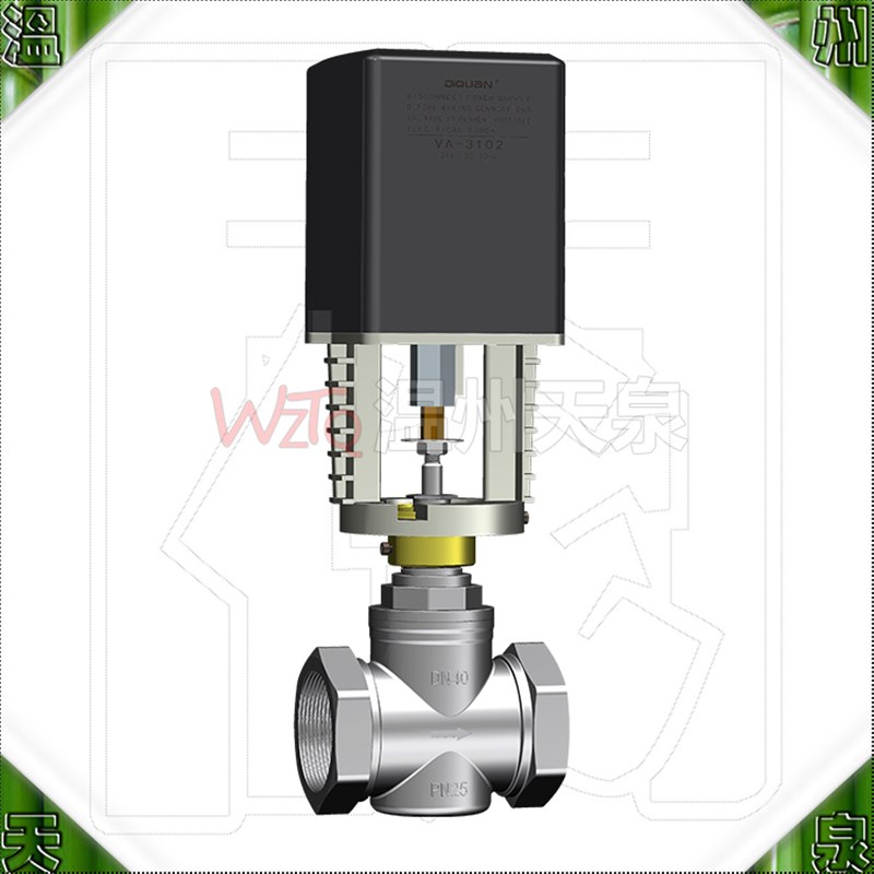 极速比例积分模拟量电动二通铜螺纹调节阀0-10v/电压ACX24v 带手