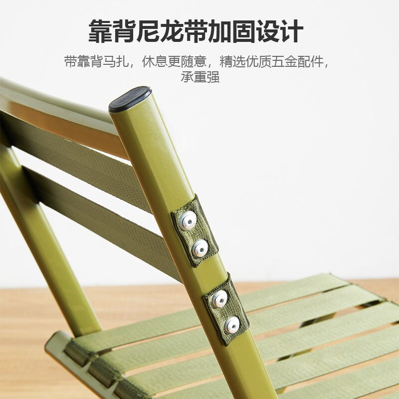 新品景彩马扎折h叠凳子带靠背椅凳户外折叠椅小马扎子JC118纯绿-图片