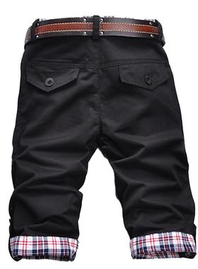 极速Plubs Size Men Casual Shorts Pants Summer Plaid Patchwor