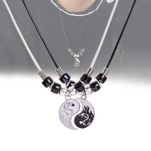 新品1 Pair Alloy Couple Necklace Tai HChi Shape Necklace Jew