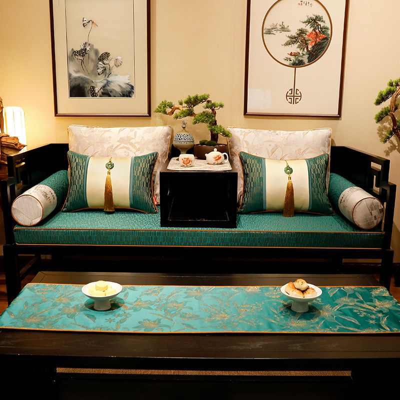 新品中式沙发垫红木家具坐垫套罩罗汉床I乳胶座垫靠垫防滑定做椅