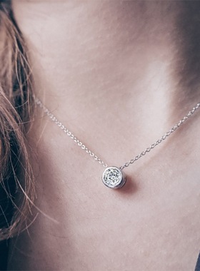 极速Ebuyjewelryq 欧美潮流单颗12月份生日礼物水钻项链不锈钢锁