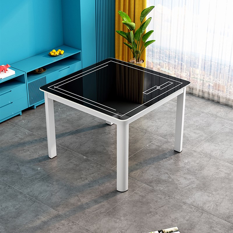 极速钢化玻璃餐桌简约正方形家用吃E饭四方桌子快餐店小户型餐桌