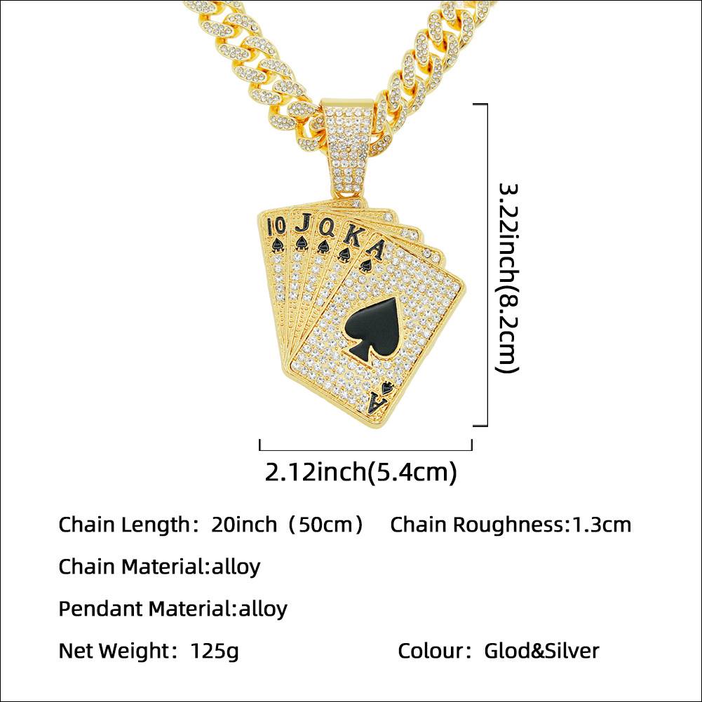极速Diamond Playing Card Pendant Necklace AccessoTries Penda
