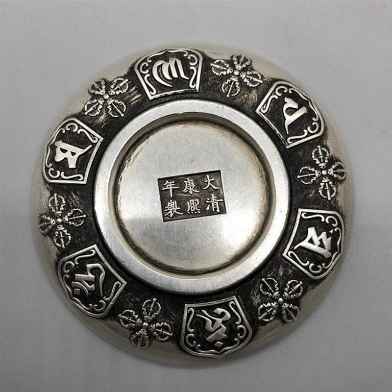 极速古玩铜器收藏复古做s旧镀银佛像十八罗汉盘子碟子家居收藏摆