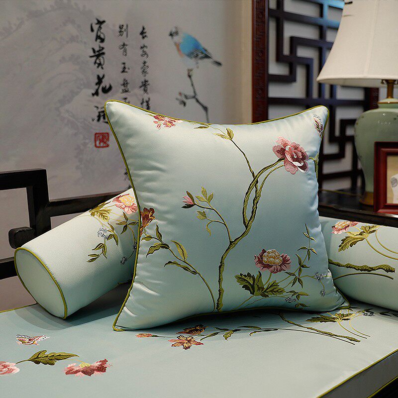 新品新中式c沙发垫红木家具坐垫古典实木椅子垫子罗汉床垫子五件