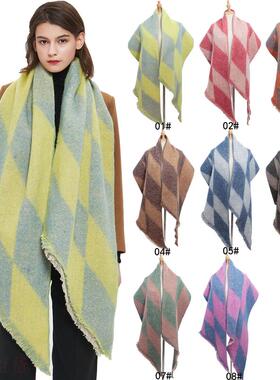 极速Amazons new shawl rinwg ring yarn rhombus bevel scarf s