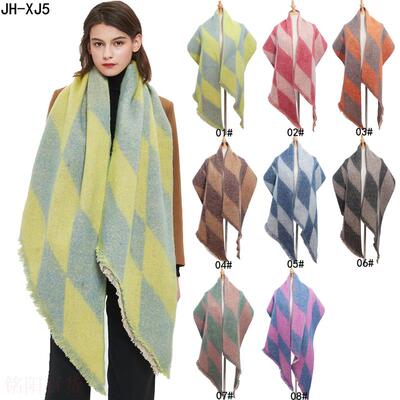 极速Amazons new shawl rinwg ring yarn rhombus bevel scarf s