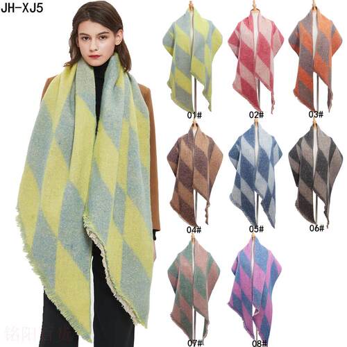 极速Amazons new shawl rinwg ring yarn rhombus bevel scarf s