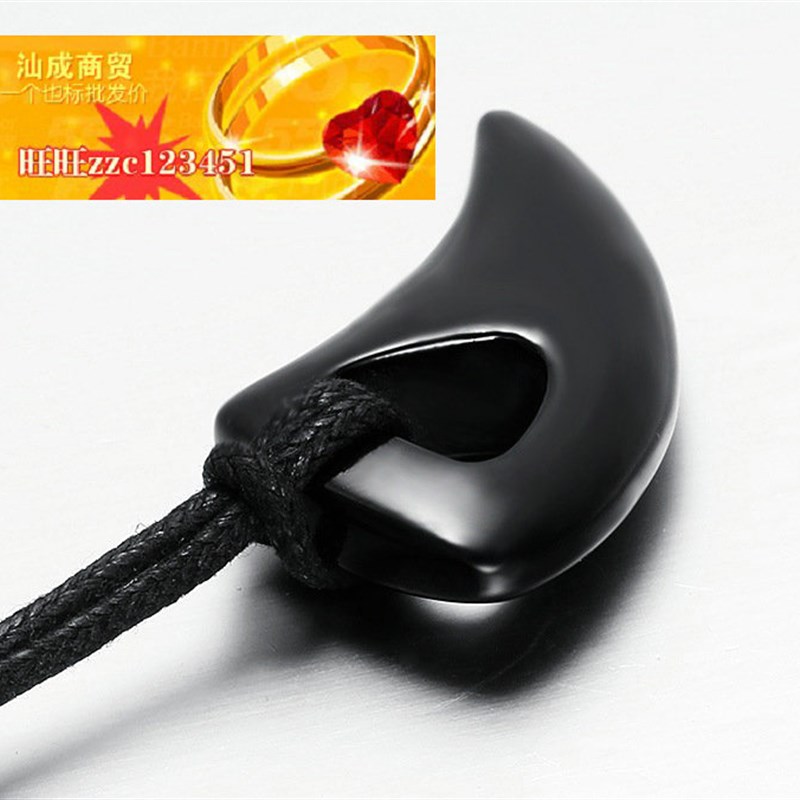 极速neckflace吊坠男士黑色牛角吊坠民族风钛钢狼牙吊坠厂家货源