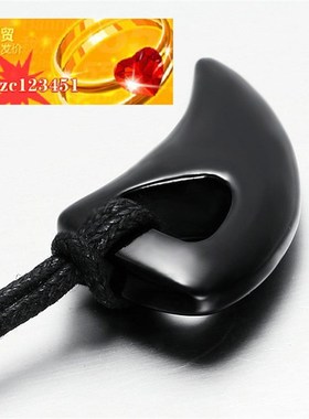 极速neckflace吊坠男士黑色牛角吊坠民族风钛钢狼牙吊坠厂家货源