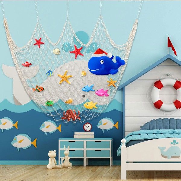 极速Decorative Fish Net 2pcsz Fishing Net Decorative Wall