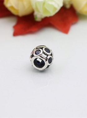 极速PW101 蓝色钻纯t银螺纹珠子DIY银珠时尚男女礼物流行饰品