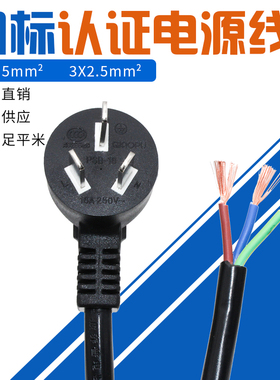 极速包邮纯铜16A国标白色q电源线3芯2/2.5平方1.5/3米带插头连接