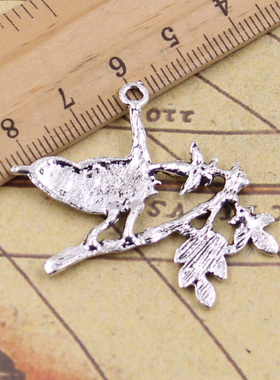 极速古银色DIgY吊坠 饰品配件 鸟 树枝 35x42mm 10个 Y12477